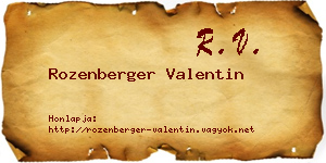 Rozenberger Valentin névjegykártya